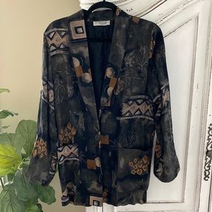 Vtg Kensington Square Jacket Women’s Large Multicolored Blazer 90s Single Button